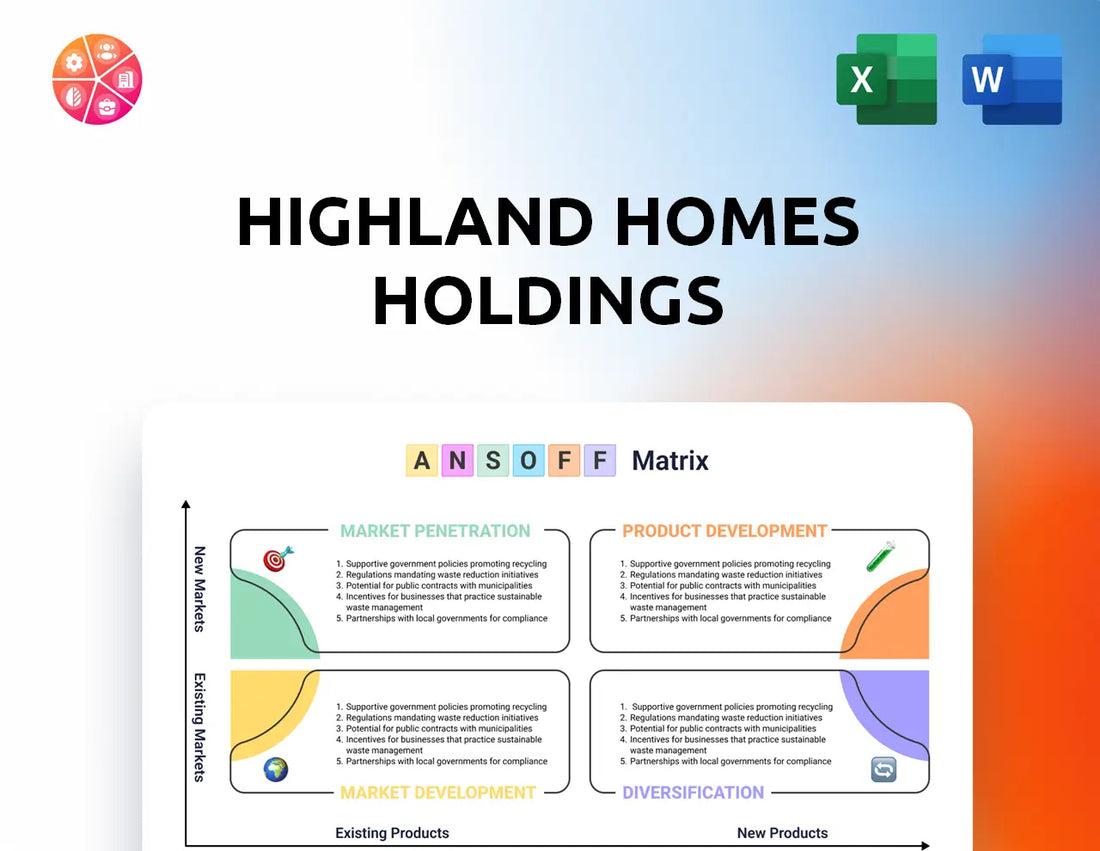 Highland Homes Holdings Ansoff Matrix